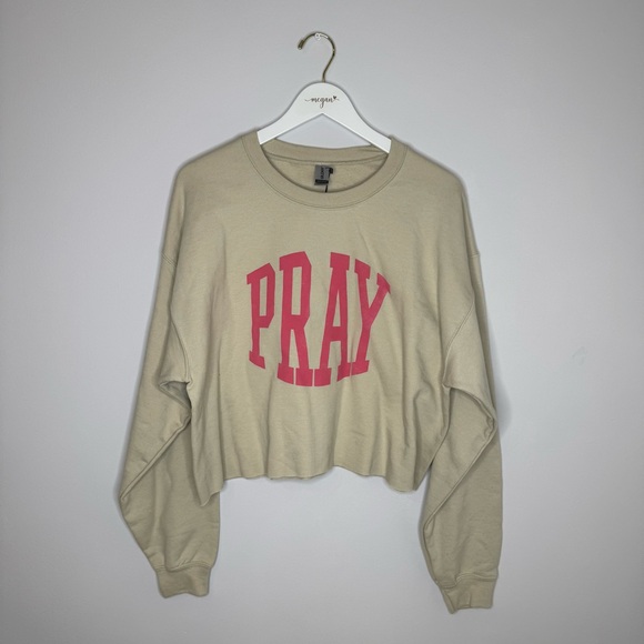 Gildan Tops - NWT | Pray Beige Cropped Sweatshirt | Size Large